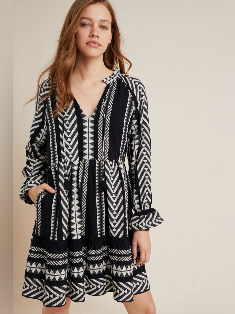 Anthropologie Maeve Dominique Tunic Dress in black and white size XS - Picture 3 of 9